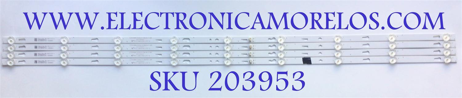 KIT DE LED'S PARA TV HITACHI (4 PIEZAS) / NUMERO DE PARTE TCL50D09-ZC22AG-01 / 303TC500031 / E469119 / 4C-LB500T-ZC1 / TC500M01 / 2300000732-1 / PANEL LVU500CMDX E0004 / MODELO 50R81